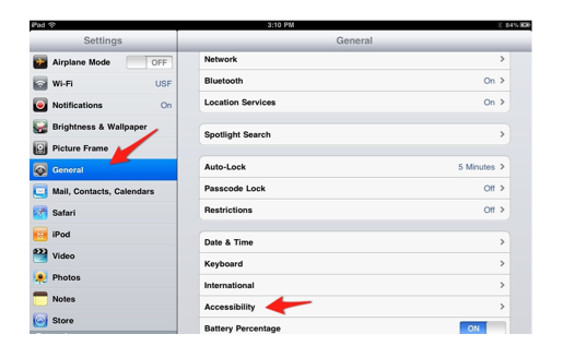 General, Accessibility in IOS Settings App.