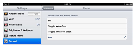 Options for Triple-click Home.